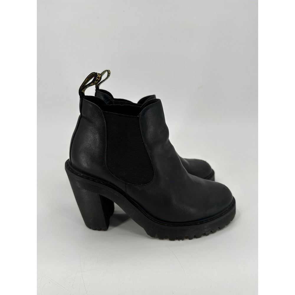 Dr Martens Hurston High Heeled Booties Womens 8 US Black Smooth Leather Boots - Picture 5 of 12